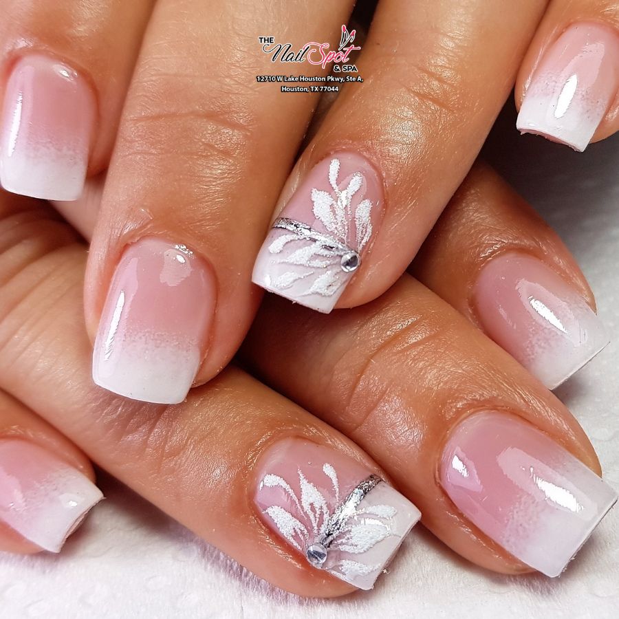 White ombre nail art by The Nailspot & Spa